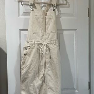 White Gap overalls